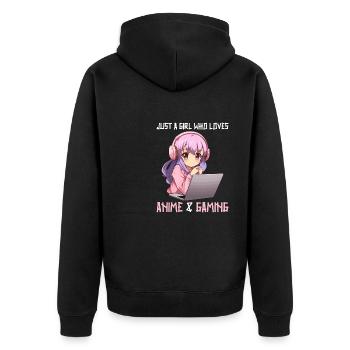 Kawaii Girl Anime Manga Fille Chat - Veste à capuche bio Premium Unisexe - noir - Dos - Nico (187cm)