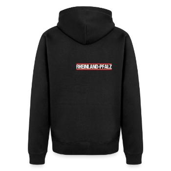 Rheinland Pfälzer Pfälzerin Rheinland Pfalz - Unisex Premium Bio Zip Hoodie - Schwarz - Hinten - Nico (187cm)