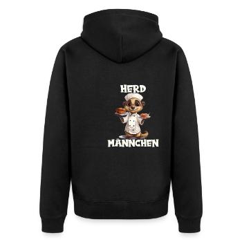 Erdmännchen kochen Koch Kochmütze Herdmännchen - Unisex Premium Bio Zip Hoodie - Schwarz - Hinten - Nico (187cm)