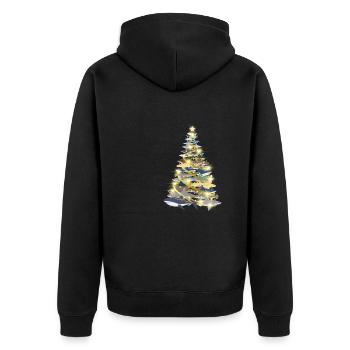 Shark Diver Christmas X-Mas Shark Christmas Tree - Unisex Premium Bio Zip Hoodie - Schwarz - Hinten - Nico (187cm)