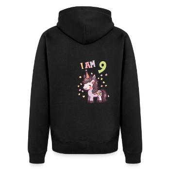 J'ai 9 ans Chevaux Cheval 9ème anniversaire - Veste à capuche bio Premium Unisexe - noir - Dos - Nico (187cm)