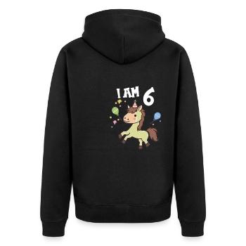 J'ai 6 ans Chevaux Cheval 6ème anniversaire - Veste à capuche bio Premium Unisexe - noir - Dos - Nico (187cm)