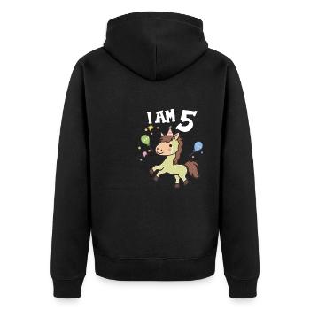 I'm 5 years old Horses Horse 5th birthday - Unisex Premium Organic Zip Hoodie - black - Back - Nico (187cm)