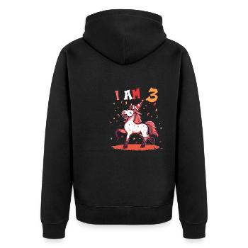 Ich bin 3 Jahre alt Pferde Pferd 3. Geburtstag - Unisex Premium Bio Zip Hoodie - Schwarz - Hinten - Nico (187cm)
