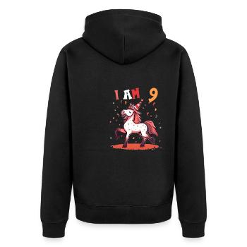 J'ai 9 ans Chevaux Cheval 9ème anniversaire - Veste à capuche bio Premium Unisexe - noir - Dos - Nico (187cm)