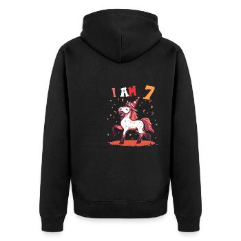 J'ai 7 ans Chevaux Cheval 7ème anniversaire - Veste à capuche bio Premium Unisexe - noir - Dos - Nico (187cm)