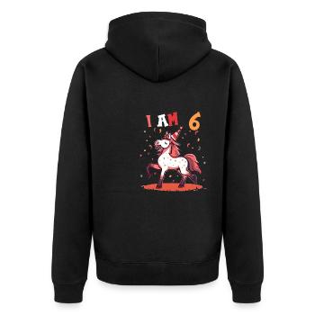 J'ai 6 ans Chevaux Cheval 6ème anniversaire - Veste à capuche bio Premium Unisexe - noir - Dos - Nico (187cm)