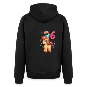 J'ai 6 ans Chevaux Cheval 6ème anniversaire - Veste à capuche bio Premium Unisexe - noir - Dos - Nico (187cm)