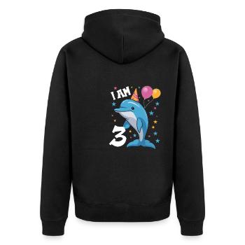 Ich bin 3 Jahre alt Delfine Delfin 3. Geburtstag - Unisex Premium Bio Zip Hoodie - Schwarz - Hinten - Nico (187cm)