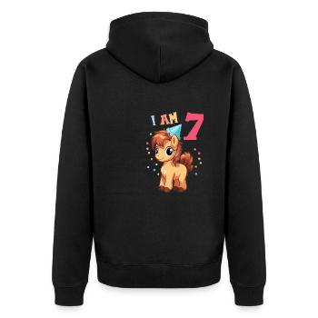 J'ai 7 ans Chevaux Cheval 7ème anniversaire - Veste à capuche bio Premium Unisexe - noir - Dos - Nico (187cm)