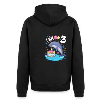 I am 3 years old Dolphins Dolphin 3rd birthday - Unisex Premium Organic Zip Hoodie - black - Back - Nico (187cm)