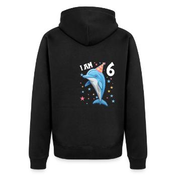 I am 6 years old Dolphins Dolphin 6th birthday - Unisex Premium Organic Zip Hoodie - black - Back - Nico (187cm)