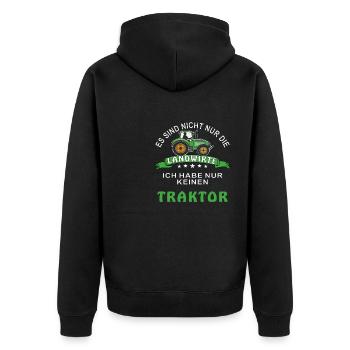 TRAKTOR LANDWIRT - Unisex Premium Bio Zip Hoodie - Schwarz - Hinten - Nico (187cm)