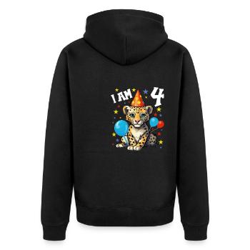 I'm 4 Years Old Leopard Leopard 4th Birthday - Unisex Premium Organic Zip Hoodie - black - Back - Nico (187cm)