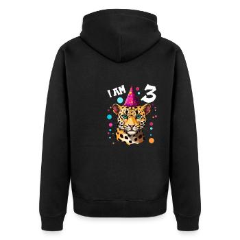 Ich bin 3 Jahre alt Leoparde Leopard 3. Geburtstag - Unisex Premium Bio Zip Hoodie - Schwarz - Hinten - Nico (187cm)