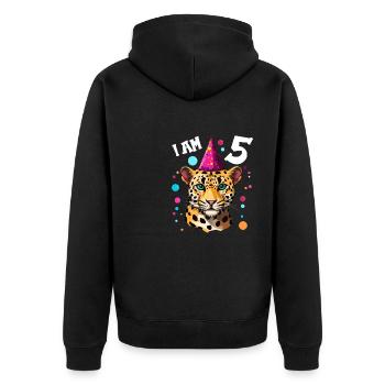 I'm 5 Years Old Leopard Leopard 5th Birthday - Unisex Premium Organic Zip Hoodie - black - Back - Nico (187cm)