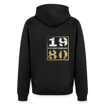 THE BEST FOREVER 1980 - Unisex Premium Bio Zip Hoodie - Schwarz - Hinten - Nico (187cm)