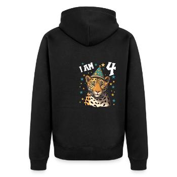I'm 4 Years Old Leopard Leopard 4th Birthday - Unisex Premium Organic Zip Hoodie - black - Back - Nico (187cm)
