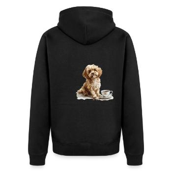 Maltipoo mignon avec une tasse de café Maltipoo - Veste à capuche bio Premium Unisexe - noir - Dos - Nico (187cm)