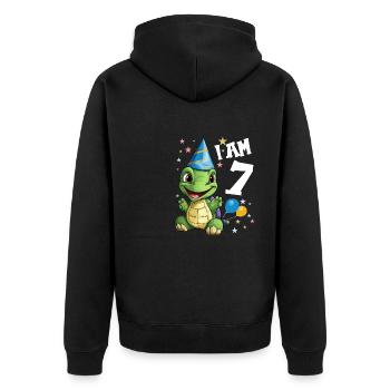 Ich bin 7 Schildkröten Schildkröte 7. Geburtstag - Unisex Premium Bio Zip Hoodie - Schwarz - Hinten - Nico (187cm)