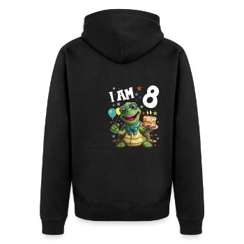 Je suis 8 Tortues Tortue 8e anniversaire - Veste à capuche bio Premium Unisexe - noir - Dos - Nico (187cm)