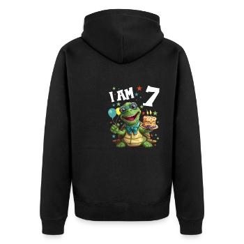 Ich bin 7 Schildkröten Schildkröte 7. Geburtstag - Unisex Premium Bio Zip Hoodie - Schwarz - Hinten - Nico (187cm)