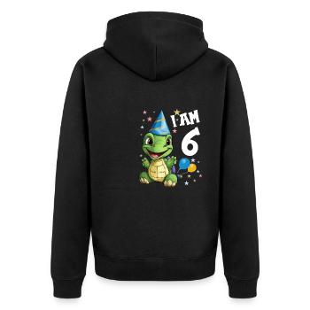 Je suis 6 tortues Tortue 6e anniversaire - Veste à capuche bio Premium Unisexe - noir - Dos - Nico (187cm)