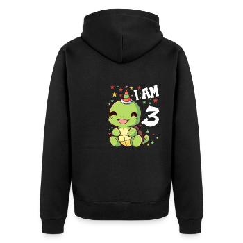Ich bin 3 Schildkröten Schildkröte 3. Geburtstag - Unisex Premium Bio Zip Hoodie - Schwarz - Hinten - Nico (187cm)