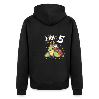 Je suis 5 Tortues Tortue 5e anniversaire - Veste à capuche bio Premium Unisexe - noir - Dos - Nico (187cm)