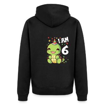 Je suis 6 tortues Tortue 6e anniversaire - Veste à capuche bio Premium Unisexe - noir - Dos - Nico (187cm)