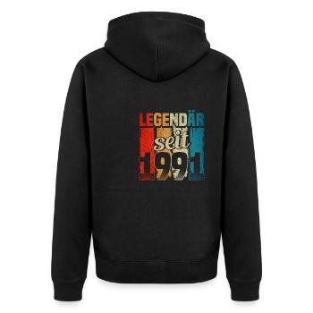 Jahrgang 1991, Legendär seit 1991, Geburtstag - Unisex Premium Bio Zip Hoodie - Schwarz - Hinten - Nico (187cm)