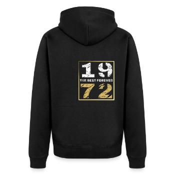 THE BEST FOREVER 1972 - Unisex Premium Bio Zip Hoodie - Schwarz - Hinten - Nico (187cm)