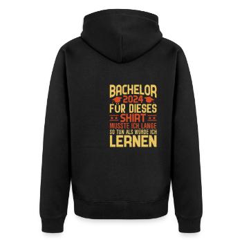 Bachelor 2024 BachelortitelbGeschenk - Unisex Premium Bio Zip Hoodie - Schwarz - Hinten - Nico (187cm)
