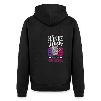 Crochet Saying, Wool Raid, Handmade Crochet - Unisex Premium Organic Zip Hoodie - black - Back - Nico (187cm)