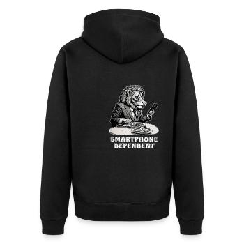 LEOWE SMARTPHONE DEPENDENT - Unisex Premium Organic Zip Hoodie - black - Back - Nico (187cm)
