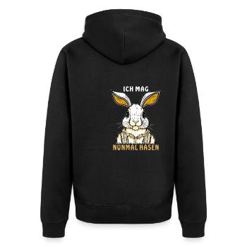 HASE ICH MAG HASEN - Unisex Premium Bio Zip Hoodie - Schwarz - Hinten - Nico (187cm)