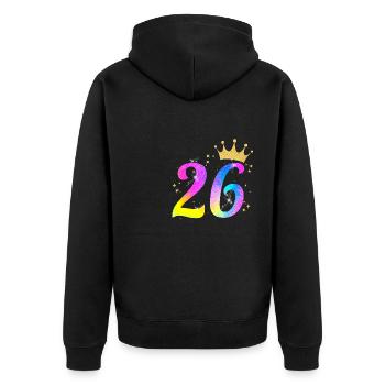 26. Geburtstag Geschenkidee Für 26 Jahre Alt - Unisex Premium Bio Zip Hoodie - Schwarz - Hinten - Nico (187cm)
