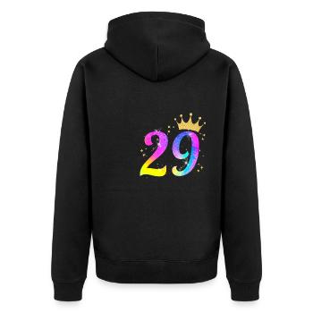 29. Geburtstag Geschenkidee Für 29 Jahre Alt - Unisex Premium Bio Zip Hoodie - Schwarz - Hinten - Nico (187cm)