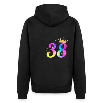 38. Geburtstag Geschenkidee Für 38 Jahre Alt - Unisex Premium Bio Zip Hoodie - Schwarz - Hinten - Nico (187cm)