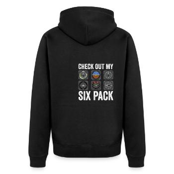 Funny Pilot Six Pack Aviation Flight Simulation - Unisex Premium Bio Zip Hoodie - Schwarz - Hinten - Nico (187cm)
