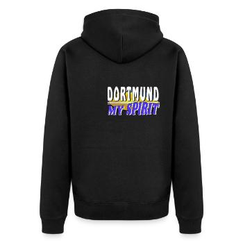 DORTMUND MY SPIRIT - Unisex Premium Bio Zip Hoodie - Schwarz - Hinten - Nico (187cm)