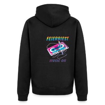 CASSETTE FEIERBIEST MUSIC ON - Unisex Premium Organic Zip Hoodie - black - Back - Nico (187cm)