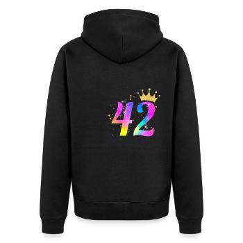 42. Geburtstag Geschenkidee Für 42 Jahre Alt Zum - Unisex Premium Bio Zip Hoodie - Schwarz - Hinten - Nico (187cm)