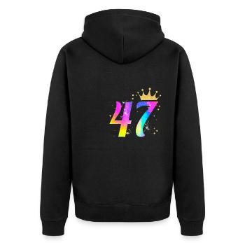 47. Geburtstag Geschenkidee Für 47 Jahre Alt Zum - Unisex Premium Bio Zip Hoodie - Schwarz - Hinten - Nico (187cm)