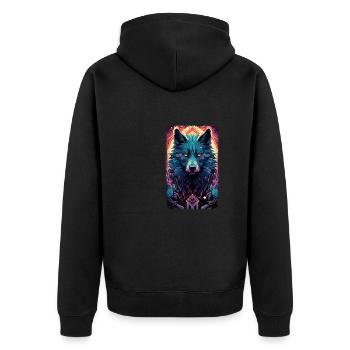 Spirit Wolf Fox Aesthetic Japanese Kitsune - Unisex Premium Organic Zip Hoodie - black - Back - Nico (187cm)