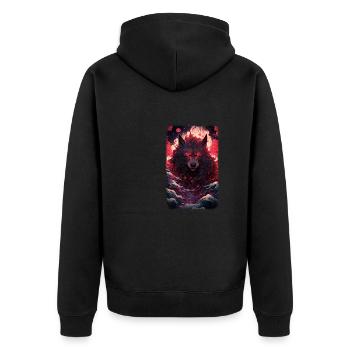 Spirit Wolf Fox Aesthetic Japanese Kitsune - Unisex Premium Organic Zip Hoodie - black - Back - Nico (187cm)