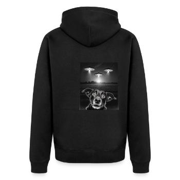 Funny Dogs Selfie In Front Of UFOs Dog UFO - Unisex Premium Organic Zip Hoodie - black - Back - Nico (187cm)