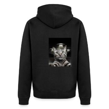 Funny Cats Selfie In Front Of UFOs Cat UFO - Unisex Premium Organic Zip Hoodie - black - Back - Nico (187cm)