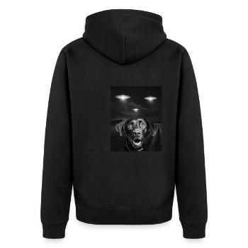 Funny Dogs Selfie In Front Of UFOs Dog UFO - Unisex Premium Organic Zip Hoodie - black - Back - Nico (187cm)