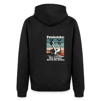 Puteketeke New Zealand's Bird of the Century - Unisex Premium Bio Zip Hoodie - Schwarz - Hinten - Nico (187cm)